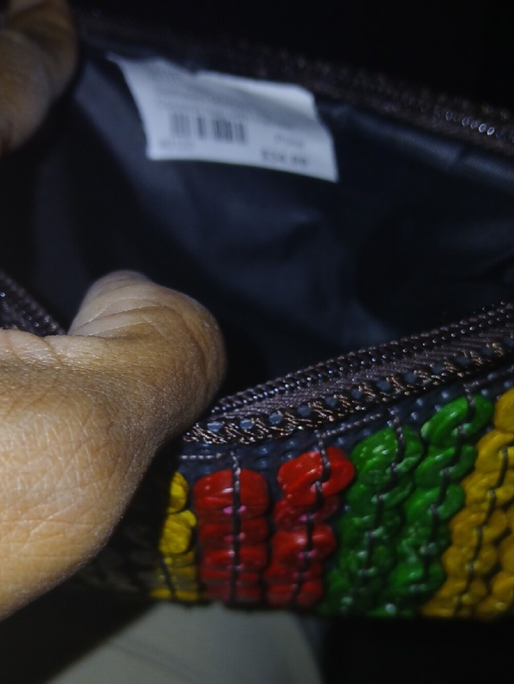 Jamaican Multicolor Beaded Flower Crossbody Bag - Picture 6 of 9